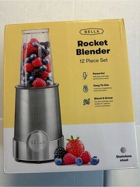 Bella  Rocket Blender Stainless Steel plastic attachment new closed box